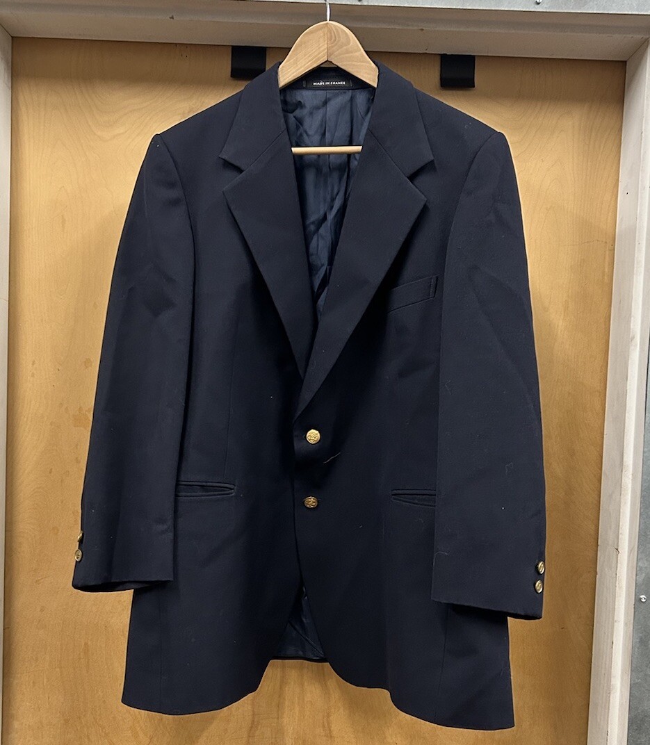 VINTAGE Yves Saint Laurent Blazer Doppiopetto Cappotto Sportivo Uomo 44 Blu YSL