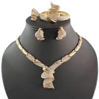 Fashion Women 18k Gold Plated Africa Dubai Wedding Party Necklace Jewelry Set Fashion Women 18k Gold Plated Africa Dubai Wedding Party Necklace Jewelry Set