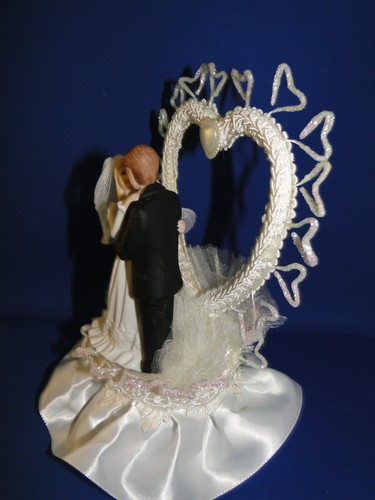 New Elegant Bride & Groom, Braided white decor Heart Arch & Wedding CakeTop #145 - Picture 5 of 8