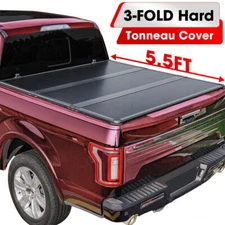 5.5FT Tonneau Cover Hard 3-Fold Fit For 2015-2025 Ford F150 F-150 Truck Bed