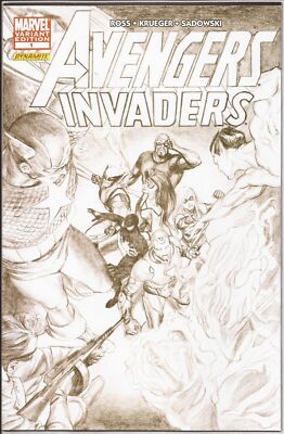 AVENGERS/INVADERS #1 - 2008 - ALEX ROSS SKETCH VARIANT - 1ST PRINT - 2008