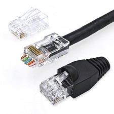 XANHAM 50 Pack Cat 6 Pass Through RJ45 Connector with Strain Relief Boots Uns...