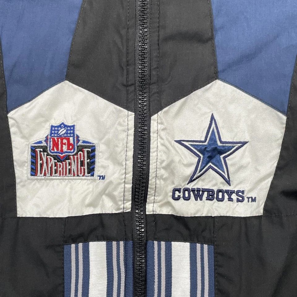 Chaqueta De Colección Dallas Cowboys Para Hombres Negra Azul Con Capucha NFL Fútbol Pro Jugador Años 90 Foto 2 de 4