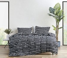Queen Duvet Cover Set, Cotton Bedding with Matching Shams  Button Closure, All