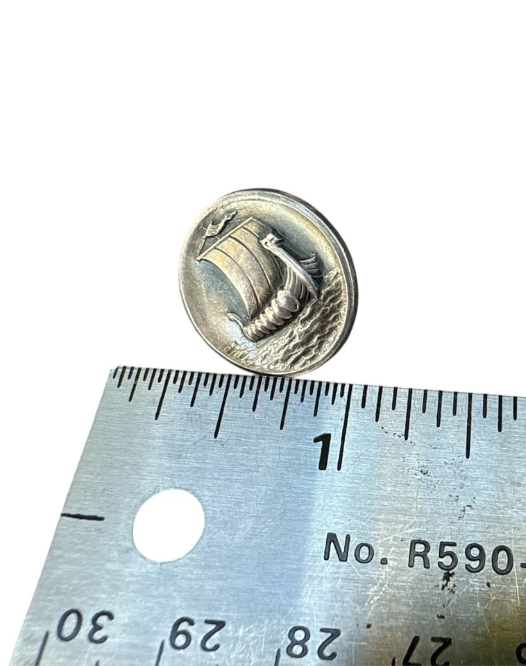 Винтажные серебряные серьги Georg Jensen 830 корабль викингов, Дания - Изображение 2 из 3