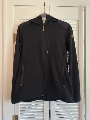 Fjallraven Keb Fleece Hoodie Women s Large Black Full Zip Moisture Wicking Mid