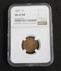 1897 Indian Head Cent Penny 1c - NGC MS 63 - RB