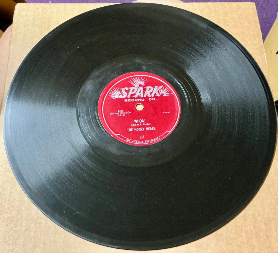 The Honey Bears 1955 DOO WOP 78 I Shall Not Fail / Whoa!  SPARK Mint- HEAR - Image 2 of 2