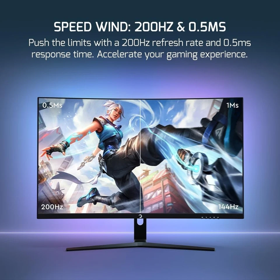GAMEPOWER 27 zoll Curved Gaming Monitor 200Hz PC Bildschirm mit Lautsprecher T50 - Bild 2 von 4