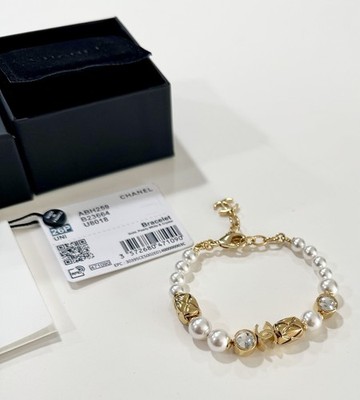 Chanel 26P Coco Crush Bracelet Charms Pearl Gold Color Costume NWT