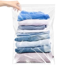 Large 5 Gallon Plastic Zipper Storage Bags 18x24 Inches Clear Reclosable Stor...