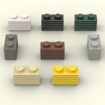  100 PCS Parts 2877 1x2 With Grille Fluted Building Block whit Box ompatible Toy