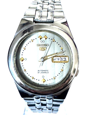 Vintage Seiko 5 Automatic 21 Jewels 7S26A Herrenuhr, Tag/Datum, gebraucht