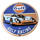 Vintage Gulf Racing Sign - Service Station Gas & Motor Oil Pump Service Sign
