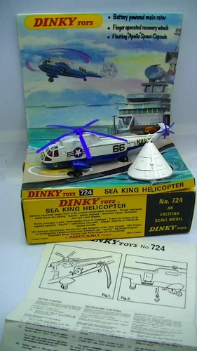 Dinky 724 Sea King Helicopter, Vintage 1971 Original Box And Instructions VG Cdn