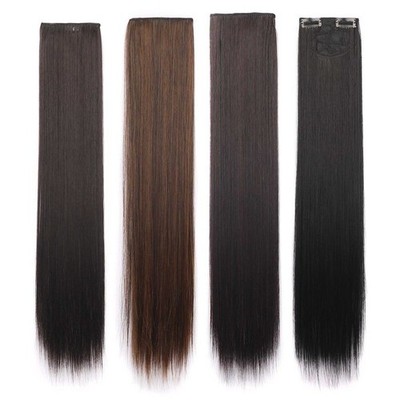 Echthaar Clip In Extensions 60 cm gerade dreiteiliger Schuss zum einfachen Verblenden