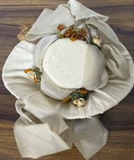 Antique Doll French Doll Bonnet Replica Silk w/ Flowers Feathers 8 Circ.