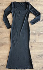 Shein Maxi Dress Black Long Sleeve Stretch Small S Women's New Goth Witchy