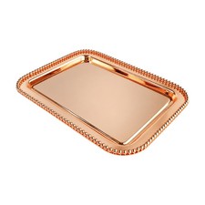 Eckiges Metall-Serviertablett mit Perlenrand Dekorativ Desserttablett Vielseitig