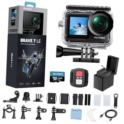 Brave 7 LE 4K30fps Action Camera with 64GB MicroSDXC U3 Memory Card Compact