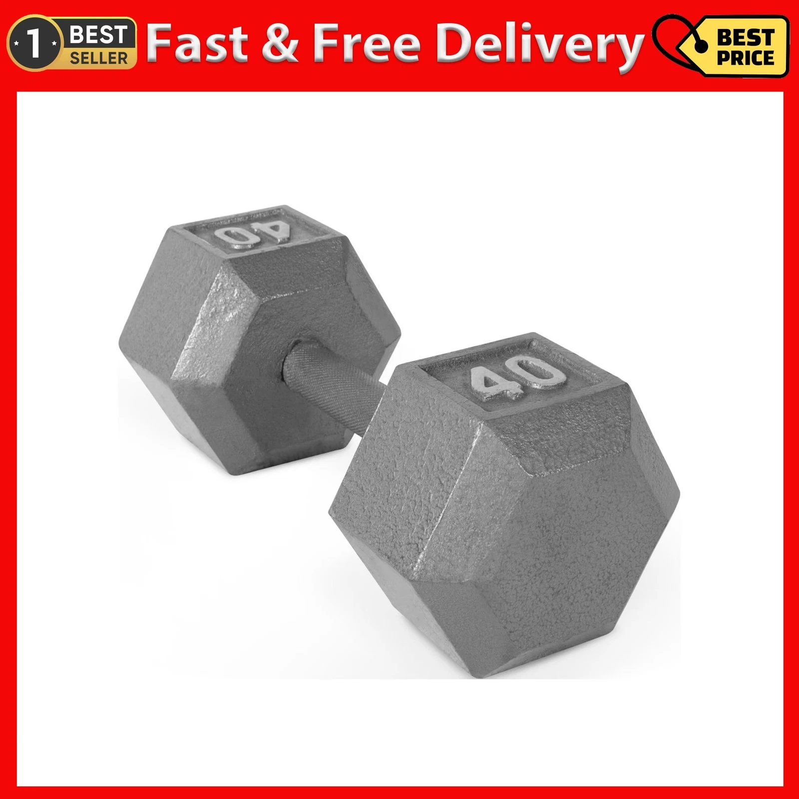 CAP Barbel Cast Iron Hex Dumbbell (Single) 1lb-120lb Dumbbells Choose Weight
Opens in a new window o