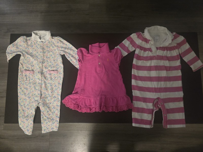 Ralph Lauren Girls Clothes 3pcs, Size 9 Months