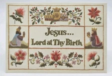 Set of 16 Faux Embroidery Style Jesus Lord At Thy Birth Christmas Cards GC184
