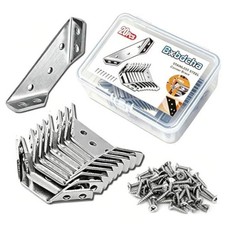 Furniture Corner Connector - 20PCS Universal Stainless Steel L Brackets Silver