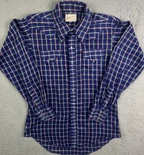 Vintage Rockmount Ranch Wear Shirt Men  s Blue Plaid Pearl Snap Western Tru West