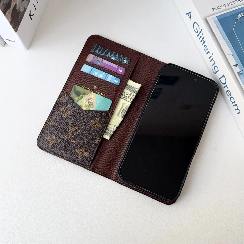 Leather logo Wallet Case For iPhone 17 Pro 16 15 Plus 17 Pro Max Magnetic Flip - Image 3 of 4