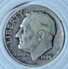 1949 P ROOSEVELT DIME - 90% SILVER - MELT VALUE $ 5.70 each - BCDR 06