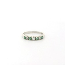 Sterling Silver Green Stone CZ Band Ring - Size 9 C31027393 