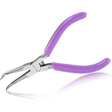 Mini Bent Long Nose Pliers with Serrated Jaw for Jewelry Making Fishing Tools
