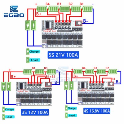 3S 4S 5S Bms 12.6V 16.8V 21V 3.7V 100A Li-ion Lmo Ternary Lithium Battery