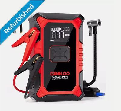 GOOLOO A3 JUMP STARTER With Air Compressor 3000A USB Port for Phones &Powerbank