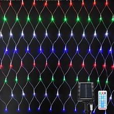 LED Lichternetz Solar Lichtervorhang Außen Deko Lichterkette Weihnachten Party