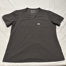 Figs Scrub Womens Large Black Catarina One Pocket V Neck Medical Uniform Top