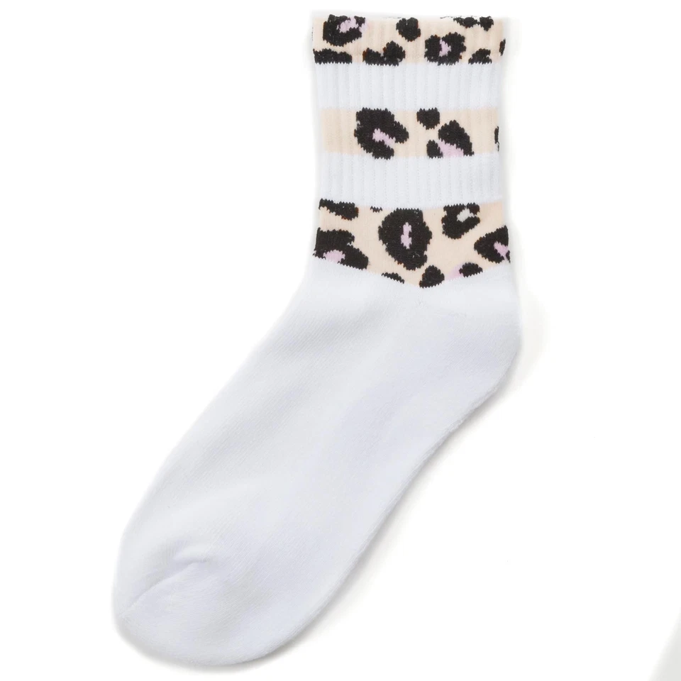 Tiermuster Sport Socken Damen Weiß Gerippt Rundhals Baumwollreich 6 Oder 12 Paar - Bild 4 von 4