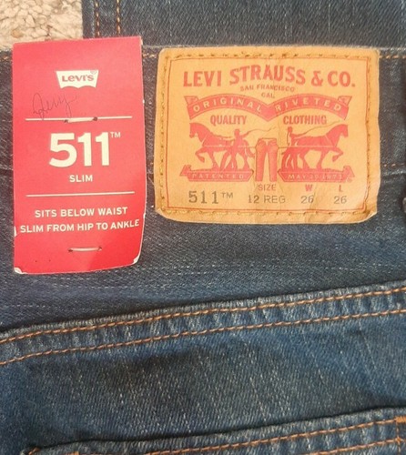 NEW NWT Boy's LEVI'S 511 Slim Fit Straight jeans - size 12 - 26 x 26 - Imagen 5 de 6
