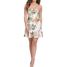 GUESS NEW Women's Floral Keyhole Fit & Flare Dress TEDO