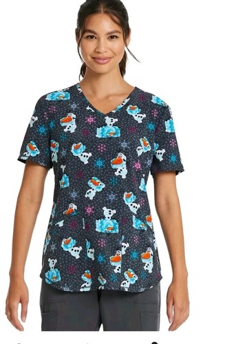 Scrubstar Women's Olaf Meltdown Frozen Winter Scrub Top Size 3XL - Picture 2 of 3