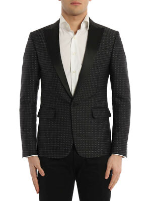 Dsquared2 Micro Patterned Dot Tuxedo Blazer Black  Size  50 IT