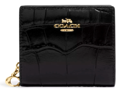 Coach Snap Wallet - C6092 Black Crocodile-Embossed Leather