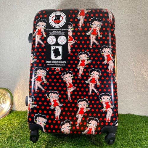 Betty Boop Carry-On Spinner Suitcase Hard Luggage 24" Black and Red - Afbeelding 1 van 13