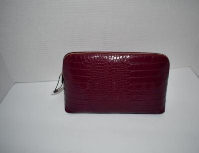 Ted Baker Crocala Croc-Embossed Cosmetics Bag in Deep Purple #253576 NWT 