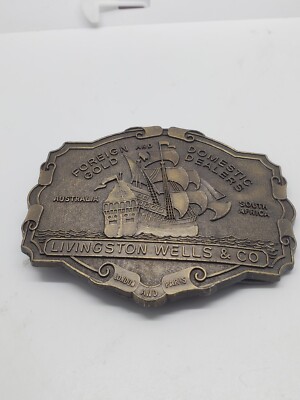 Livingston Wells & Co. Foreign and Domestic Gold Dealers Belt Buckle