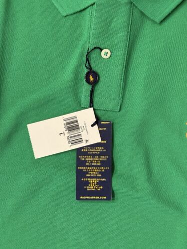 Polo Ralph Lauren The Iconic Mesh Custom Slim Fit Shirt Preppy Green Sz L Large - Picture 4 of 7