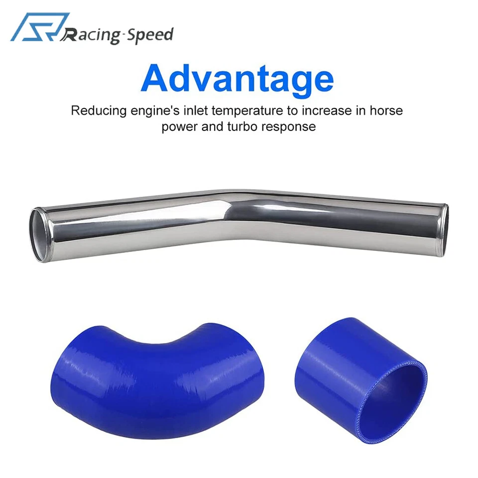 Kit Intercooler 2.5" Universal Aluminio Tubo Tubería Mandril Doblado Turbo Silicona Foto 2 de 4