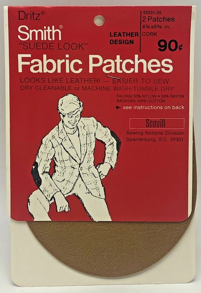 VTG Dritz Smith Suede Look Fabric Elbow Patches Cork Brown 4 3/4" x 6 5/8" 25 pr - Image 3 of 4