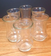 Clear Glass Bell Shaped Juice Glasses SET OF SIX (6) 3.5" Tall